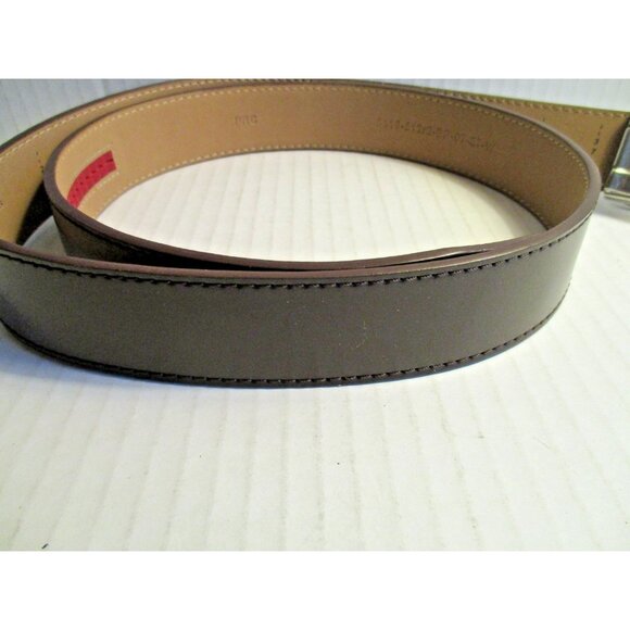 *NEXBELT Chestnut Brown Leather Belt w Flag Motif Buckle - Picture 7 of 7